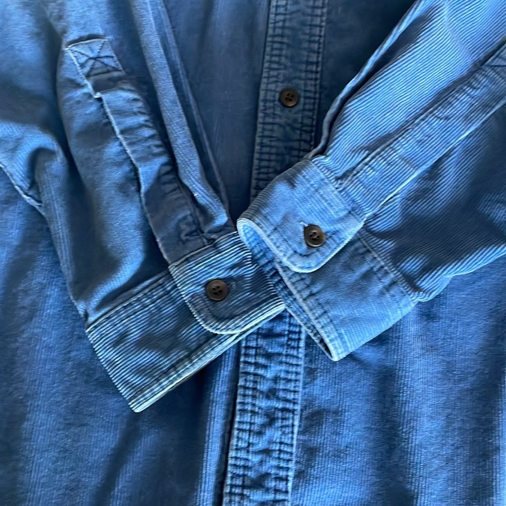 LL BEAN blue corduroy long sleeve button down shirt men’s size Large regular - Picture 8 of 13